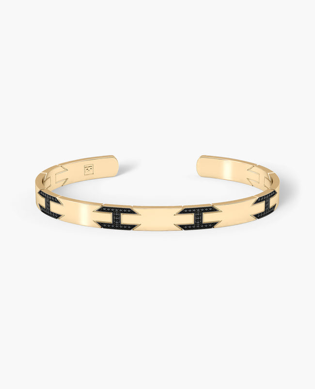 BRIGGS Gold Cuff Bangle Bracelet with Black Diamonds