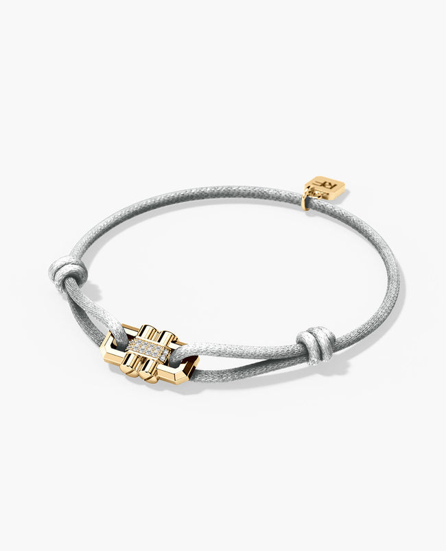 Ready to Ship - MOSS Cord Bracelet with 14k Yellow Gold Charm & 0.12ct Diamonds