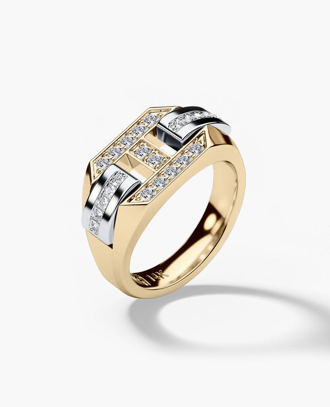 BRIGGS Gold Signet Ring with 0.35ct Diamonds