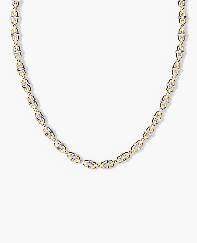 MOSS CHAIN Two-Tone Gold Link Necklace with Diamonds