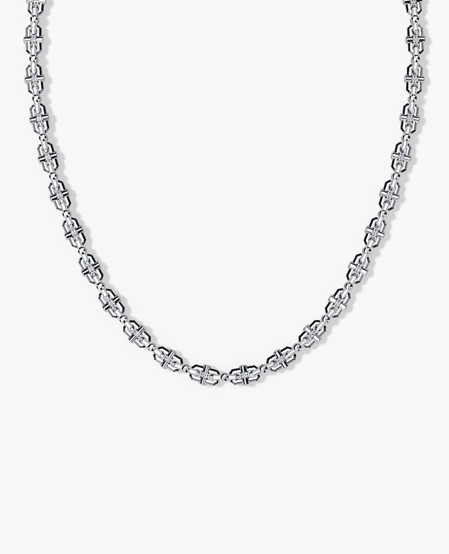 Fratelli Piccini Gourmette White Gold and Diamond Chain Double-Wear Necklace