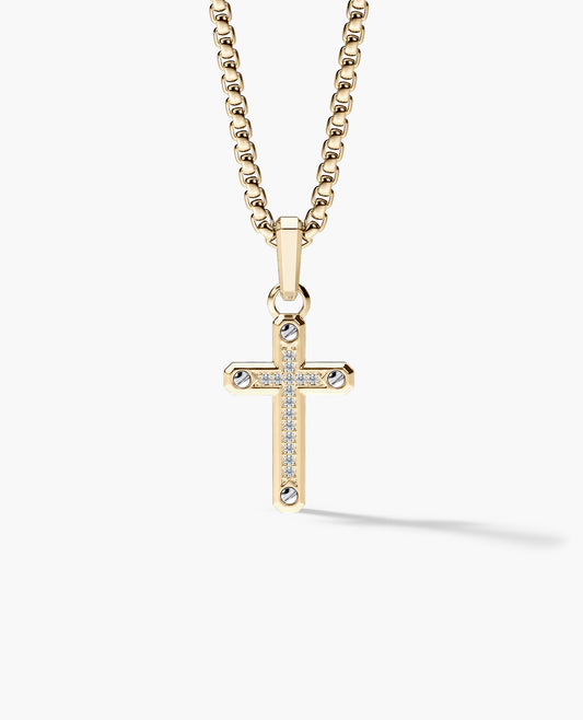 CROSS Pendant in Two-Tone Gold with Diamonds