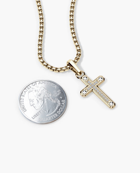 CROSS Pendant in Two-Tone Gold with Diamonds