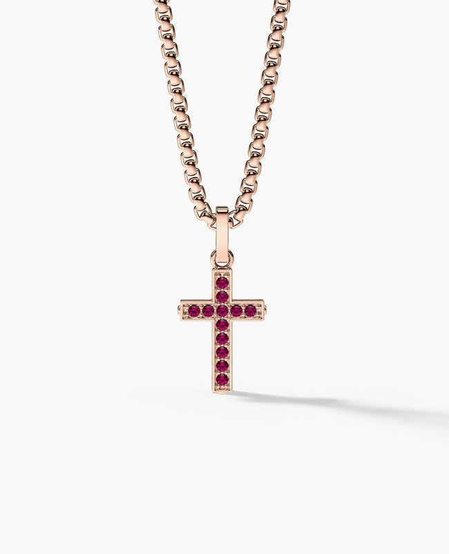 MINI CROSS Pendant in Gold with 0.25ct Rubies