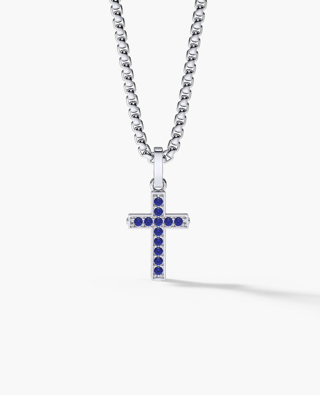 MINI CROSS Pendant in Gold with 0.25ct Sapphires