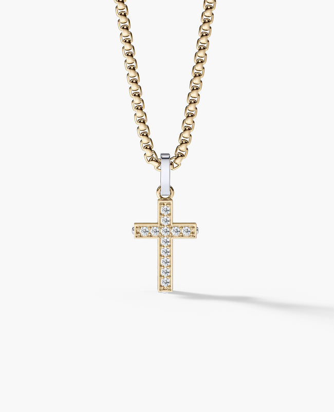 MINI CROSS Pendant in Two-Tone Gold with 0.25ct Diamonds