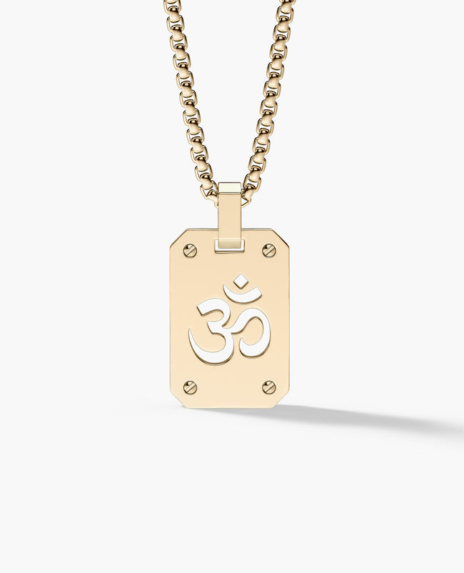 SHADOW OM Gold Dog Tag Pendant