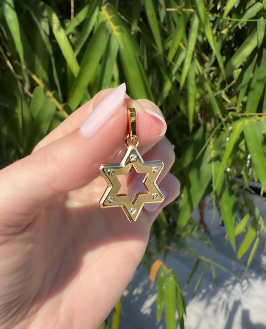 STAR OF DAVID Pendant in Two-Tone Gold