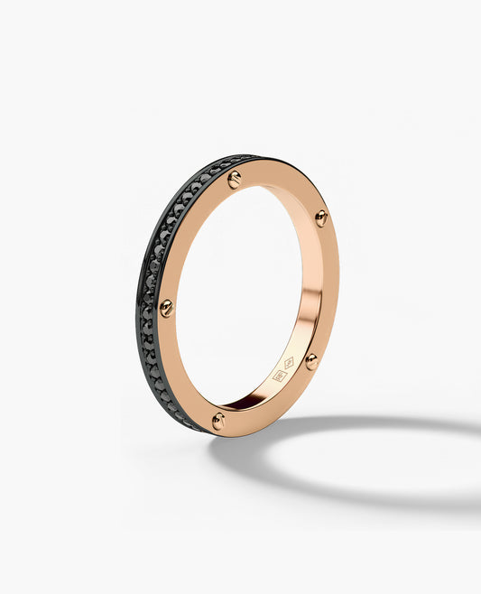 Ready to Ship - NORSE 14k Rose Gold Ring with 0.55ct Black Diamonds - 2.5mm