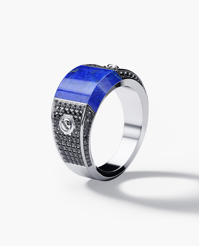 MONTANA Gold Signet Ring with 1.25ct Lapis and Black Diamonds