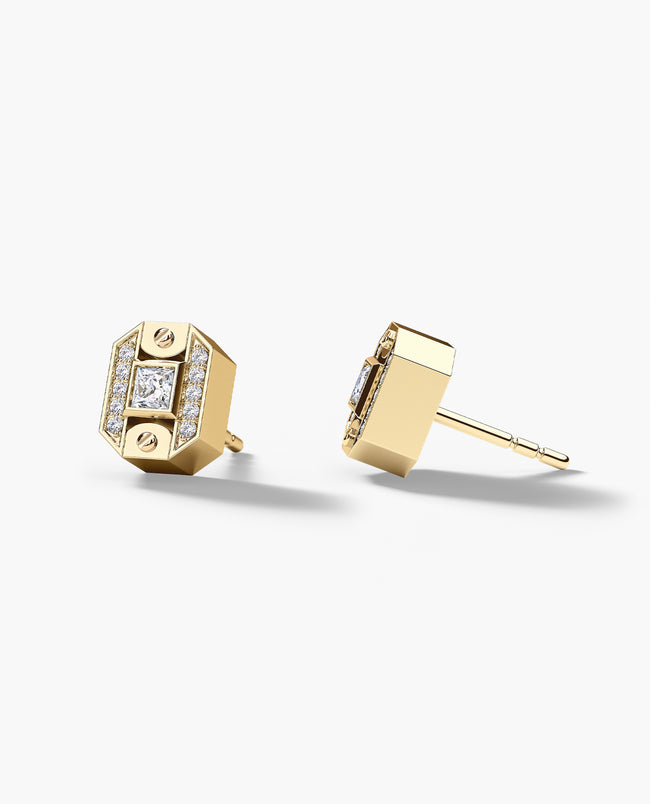 Ready to Ship - BRIGGS Gold Stud Earring with 0.18ct Diamonds