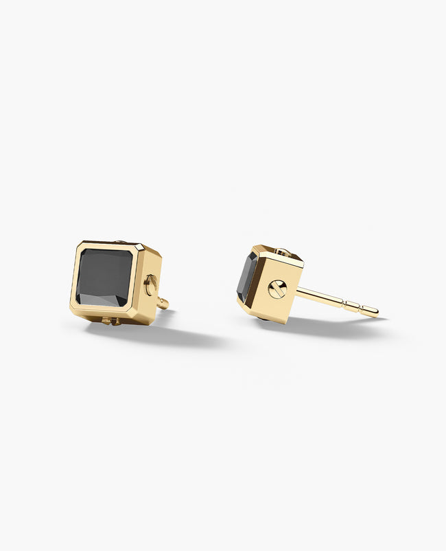 LA PAZ Gold Single Stud Earring with 0.90ct Black Diamonds