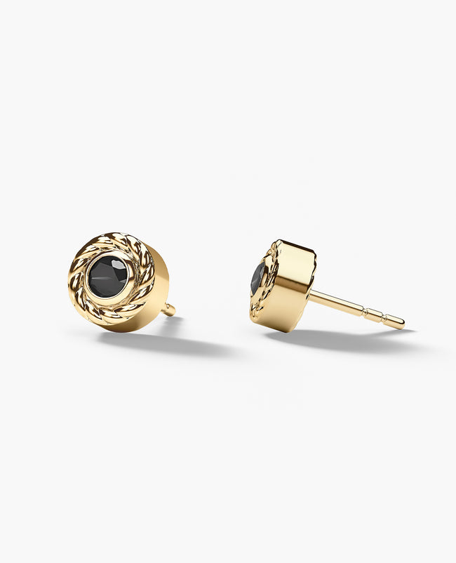 ROPES Gold Single Stud Earring with 0.20ct Black Diamonds