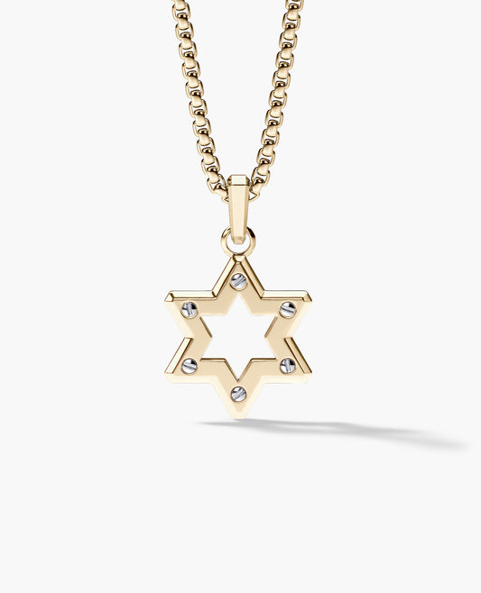 STAR OF DAVID Pendant in Two-Tone Gold