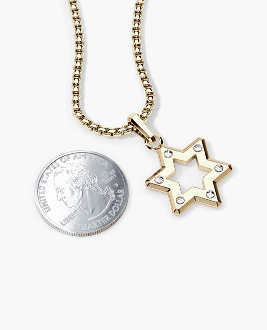 STAR OF DAVID Pendant in Two-Tone Gold