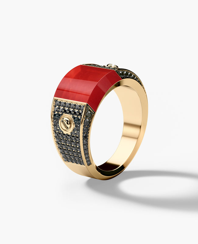 MONTANA Gold Signet Ring with 1.25ct Carnelian and Black Diamonds