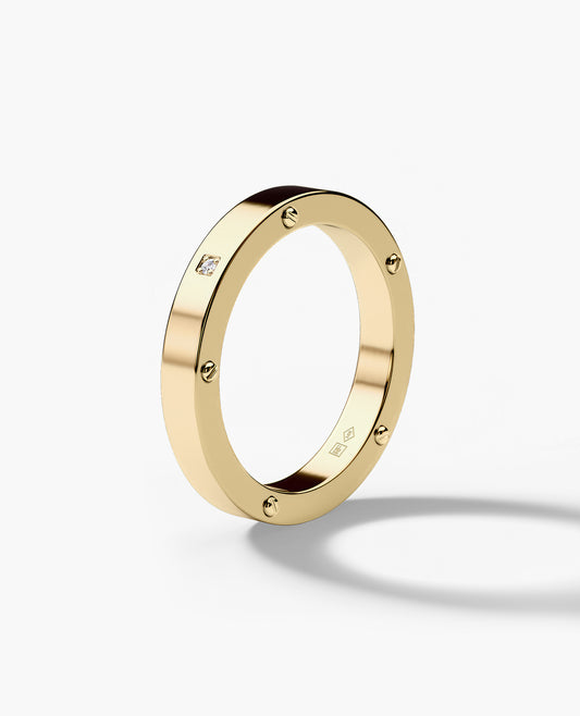 Ready to Ship - NORSE 18k Yellow Gold Ring with Diamond - 3.5mm