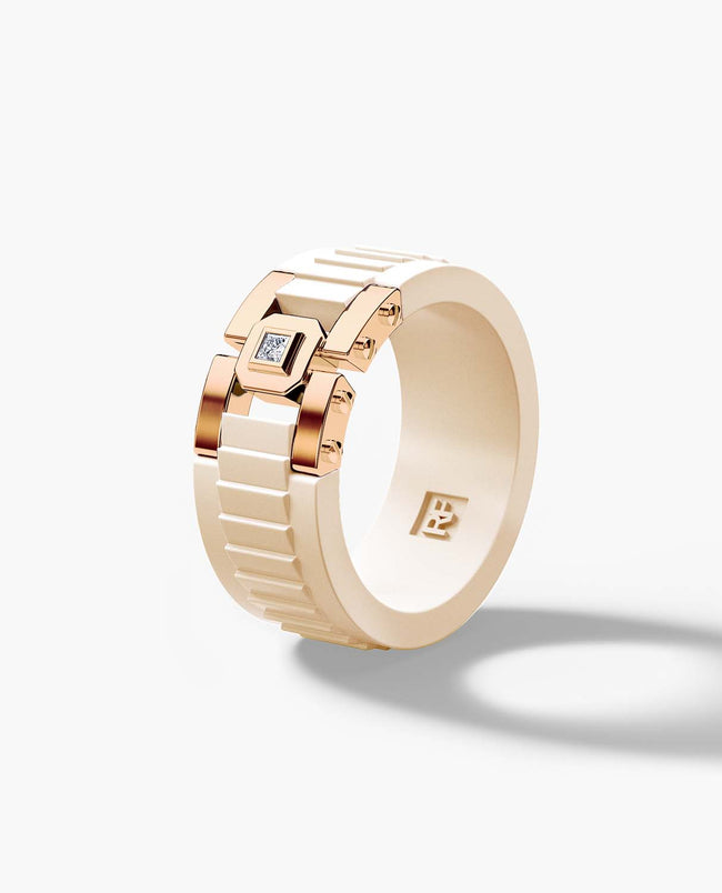 Ready to Ship - LA PAZ Atomic Silicone & 14k Rose Gold Ring with 0.05ct Diamonds