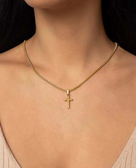 CROSS Pendant in Two-Tone Gold