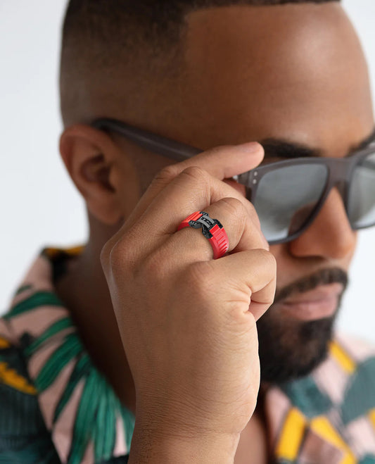 BRIGGS Atomic Silicone & EverBlak Black Gold Ring with 0.20ct Black Diamonds