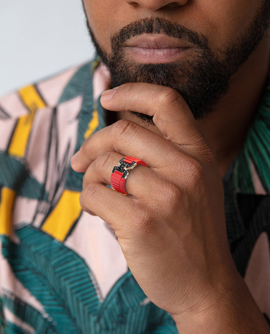 NORTHSTAR Atomic Silicone & Gold Ring with 0.25ct Diamonds