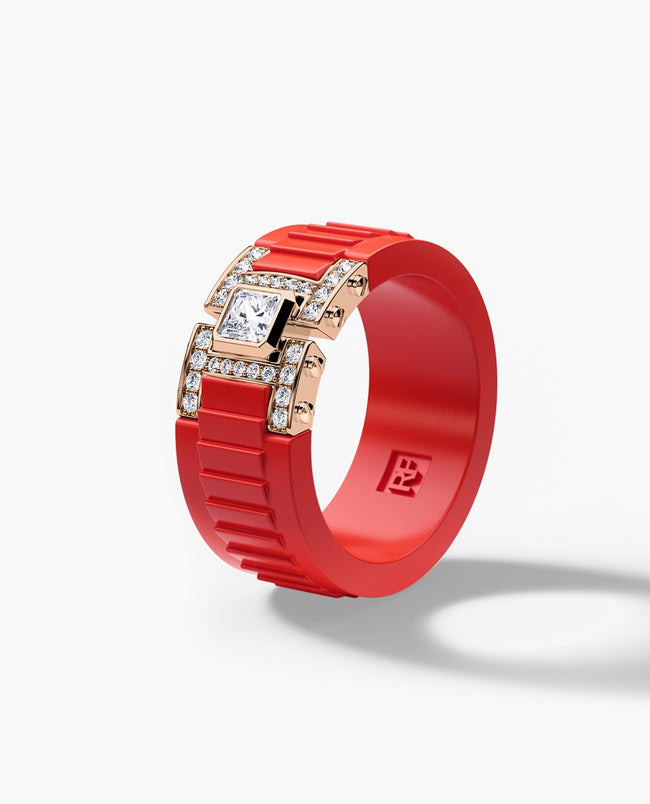 Ready to Ship - LA PAZ Atomic Silicone & 14k Rose Gold Ring with 0.50ct Diamonds