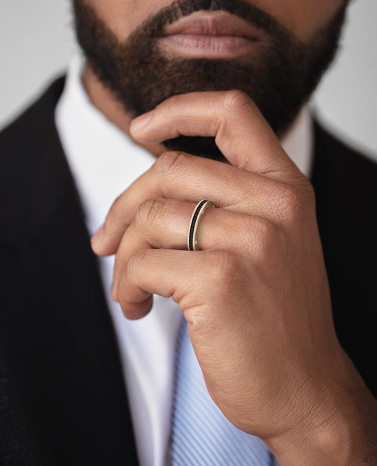 NORSE Gold Ring with 0.55ct Black Diamonds - 3.5mm