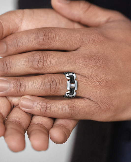 BRIGGS EDGE Two-Tone Gold Ring with 0.50ct Black Diamonds