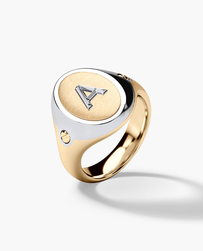 Men's Initial Ring in 18-karats Gold