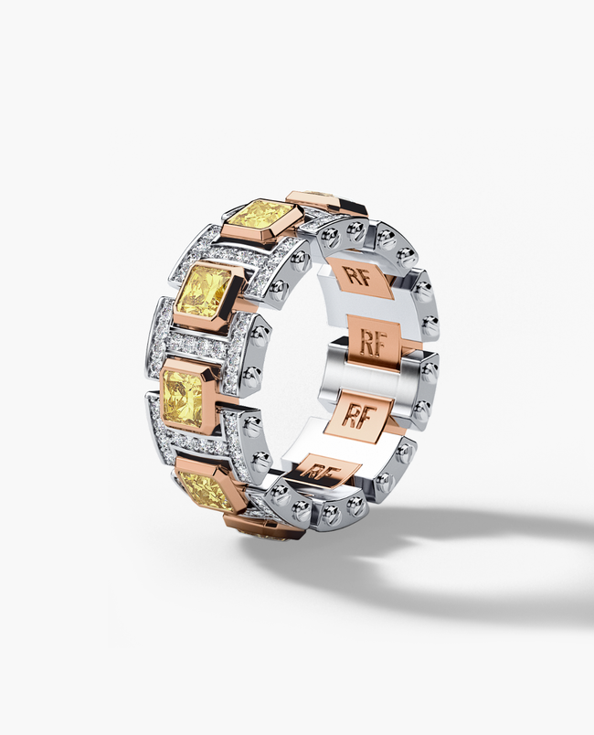 LA PAZ Two-Tone Gold Ring with 4.70ct Yellow and White Diamonds 