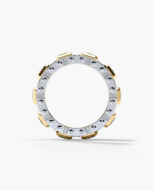 LA PAZ Two-Tone Gold Ring with 4.70ct Yellow and White Diamonds