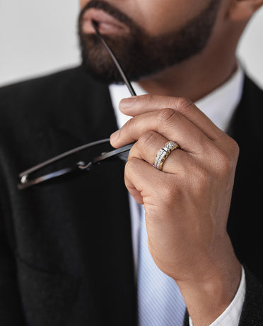 Two-tone wedding band with diamonds